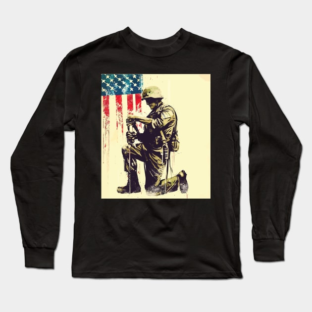 Patriotic I stand for the flag Long Sleeve T-Shirt by TomFrontierArt